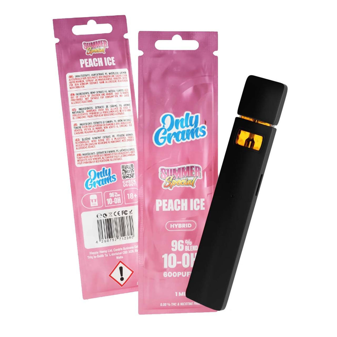 OnlyGrams 10-OH V2 Vape Pen, 96% Blend Peach Ice
